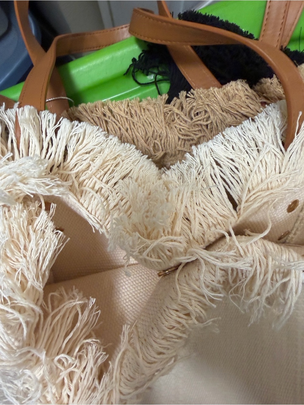 Prada Cream Tote with Fringe Accents - Picture 5 of 13